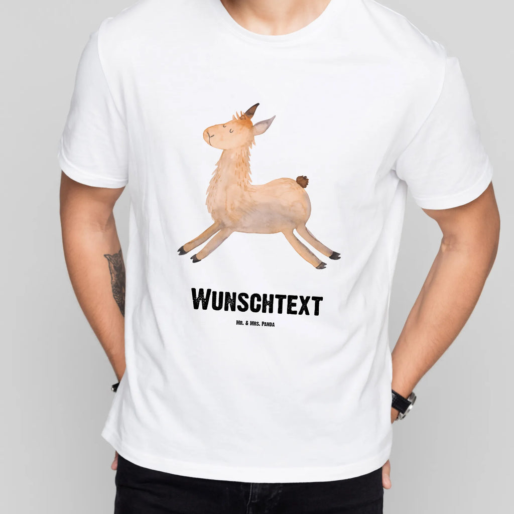 Personalised T-Shirt lama Jump T-Shirt Personalisiert, Bedrucken, Wunschtext, T-Shirt mit Aufruck, T-Shirt mit Namen, Alpaka, Lama, Guten Morgen, Lamas, Prüfung, Fröhlich, Start, Liebeskummer, Lieblingstag, Abitur, Freundin, Glück, Neustart, Happy Day