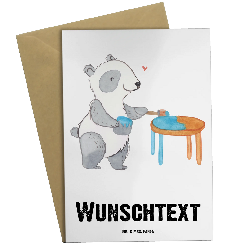 Personalised greetings card panda restore furniture Gift, sport, hobby, giving, thank you, award, profit, athlete, restorer, craft, Restore furniture, restore antique furniture