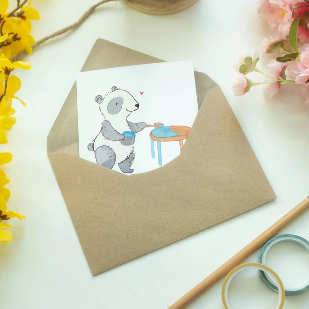 Personalised greetings card panda restore furniture Gift, sport, hobby, giving, thank you, award, profit, athlete, restorer, craft, Restore furniture, restore antique furniture