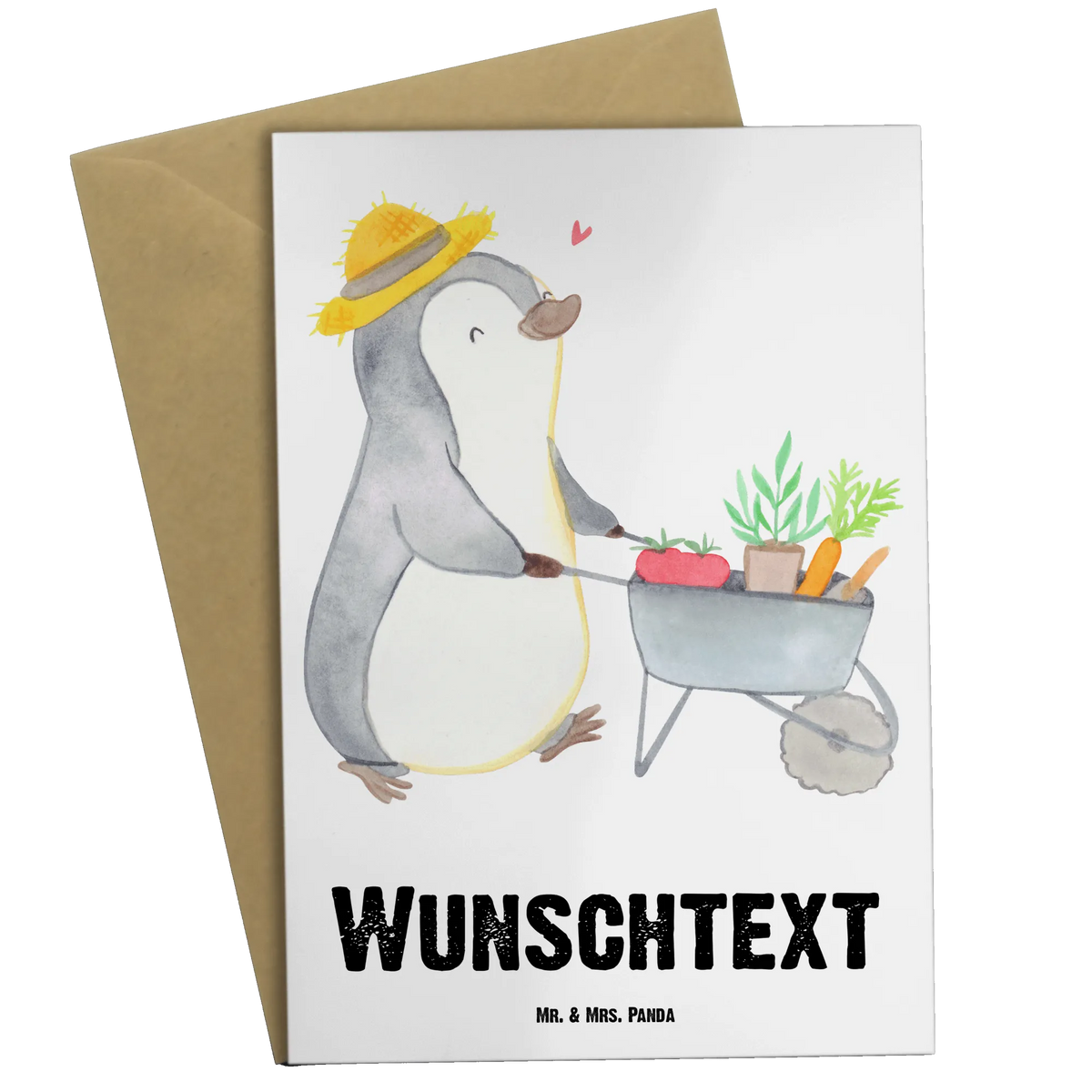 Personalised greetings card penguin gardening Gift, sport, hobby, giving, thank you, award, profit, athlete, Gardening, garden maintenance, urban gardening, gardening