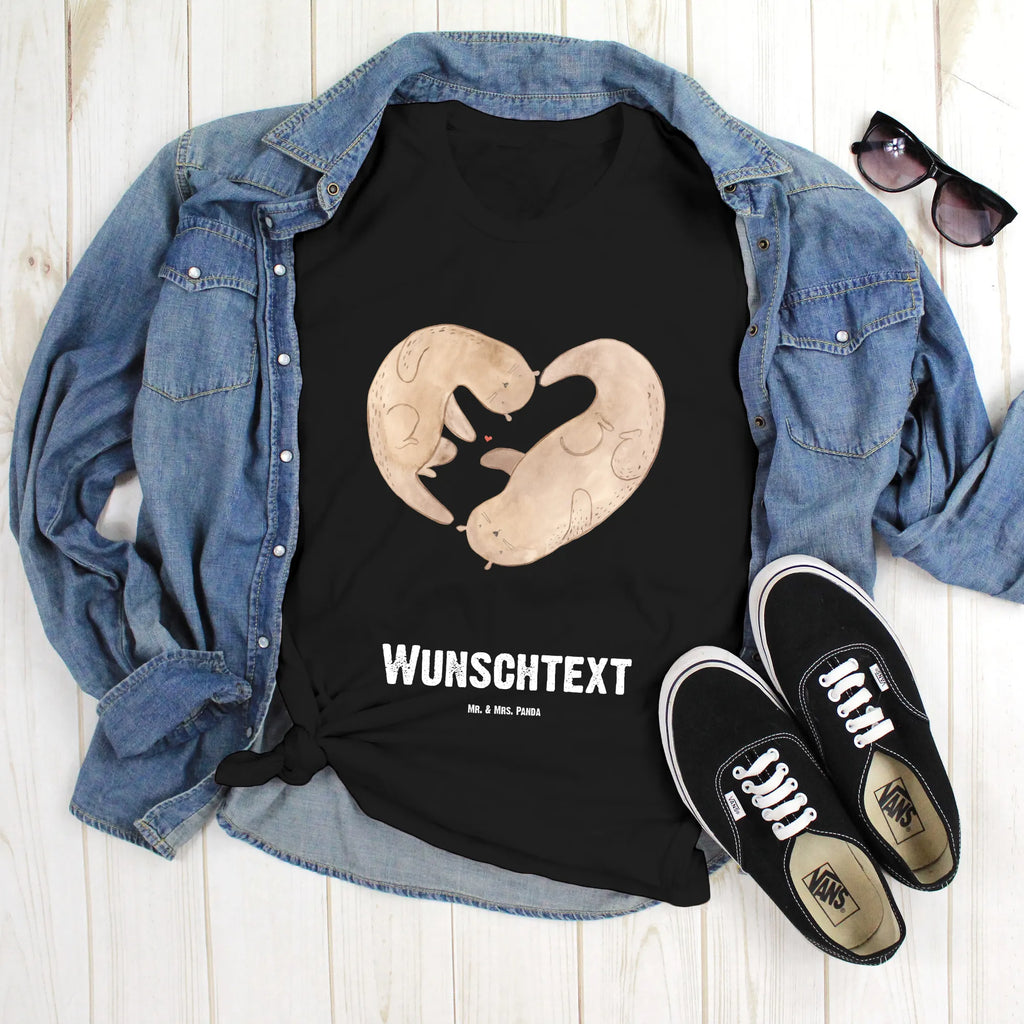 Personalisiertes T-Shirt Otter Herz T-Shirt mit Namen, T-Shirt mit Aufruck, Wunschtext, Bedrucken, Frauen, T-Shirt Personalisiert, Männer, Otter, Fischotter, Seeotter, gemeinsames Leben, Love you, Liebesbeweis, Liebe, Liebesgeschenk, Herz, Verlobung, Hochzeitstag, Jahrestag, Bessere Hälfte