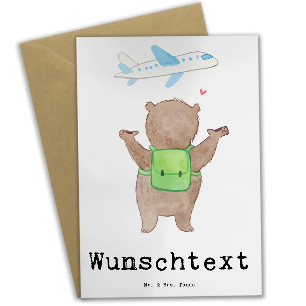 Personalised greetings card bear Travel Gift, sport, hobby, giving, thank you, award, profit, athlete, vacation, exchange year, tour operator, travel agency, student exchange, world trip, year abroad, Travel, tour group, holidays
