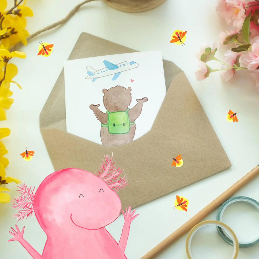 Personalised greetings card bear Travel Gift, sport, hobby, giving, thank you, award, profit, athlete, vacation, exchange year, tour operator, travel agency, student exchange, world trip, year abroad, Travel, tour group, holidays