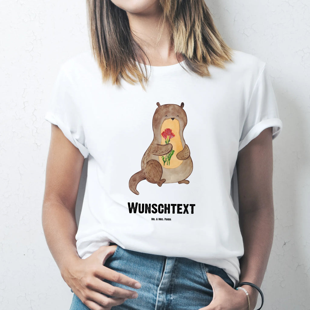 Rozmiar L Personalizowana koszulka wydra bukiet kwiatów T-Shirt mit Aufruck, Wunschtext, T-Shirt mit Namen, Bedrucken, T-Shirt Personalisiert, Fischotter, Seeotter, Otter, Otter Seeotter See Otter