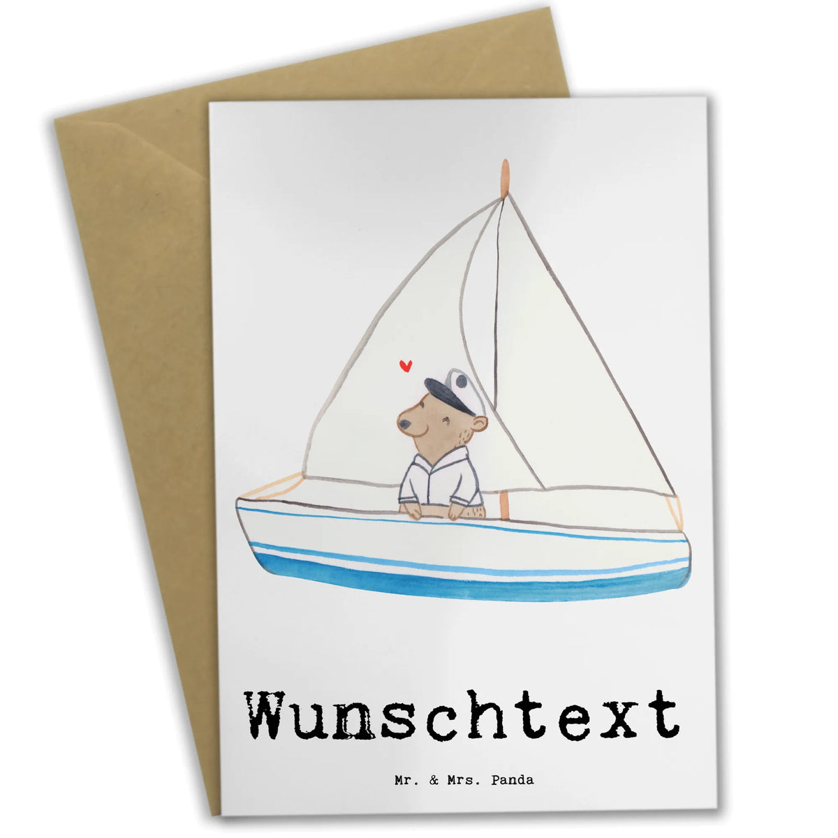 Personalised greetings card bear Sail Gift, sport, hobby, giving, thank you, award, profit, athlete, sailing school, sailing trip, sailing boat, yacht club, sailing