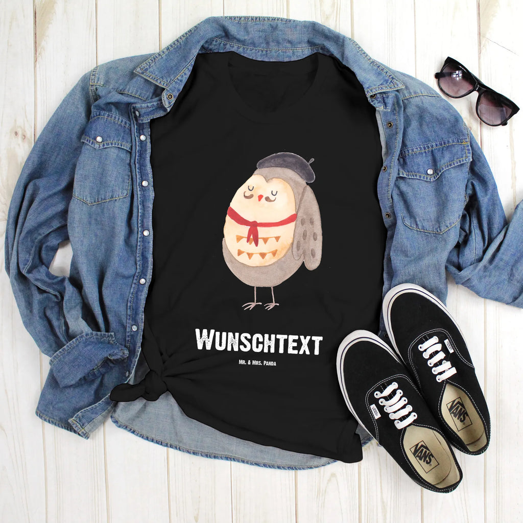 Personalisiertes T-Shirt Eule Französisch T-Shirt Personalisiert, Wunschtext, T-Shirt mit Aufruck, T-Shirt mit Namen, Bedrucken, Eule, Owl, La Vie Est Belle, Hibou, Spruch Französisch, Frankreich, Spruch schön, Eulen, Eule Deko, Das Leben Ist schön