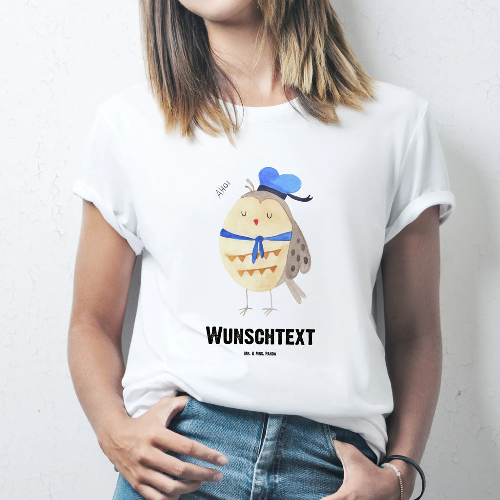 Rozmiar L Personalizowana koszulka sowa Marynarz Wunschtext, T-Shirt mit Namen, Bedrucken, T-Shirt mit Aufruck, T-Shirt Personalisiert, Eule, Heimathafen, Owl, Eule Deko, Seefahrer, Hochzeitstag Geschenk, Eule Spruch, Ehe, Matrose, Freundin, Wortspiel Lustig