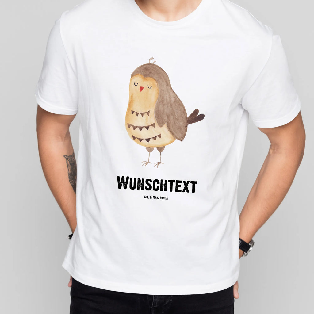 Personalised T-Shirt Owl Satisfied Wunschtext, T-Shirt mit Aufruck, T-Shirt mit Namen, T-Shirt Personalisiert, Bedrucken, Eule, Romantisch, Geschenk Hochzeitstag, Wortspiel Lustig, Owl, Eule Spruch, Spruch schön, Eule Deko, Liebe Spruch