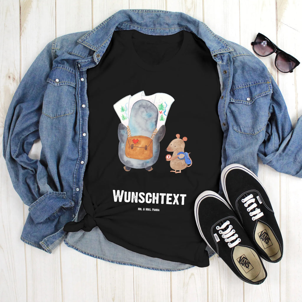 Rozmiar L Personalizowana koszulka Pingwin i Mysz Wędrowcy T-Shirt mit Aufruck, T-Shirt mit Namen, Bedrucken, T-Shirt Personalisiert, Wunschtext, Pinguin, Abenteurer, Roadtrip, Pinguine, Ausflug, Abenteuer, Wandern, Wanderlust