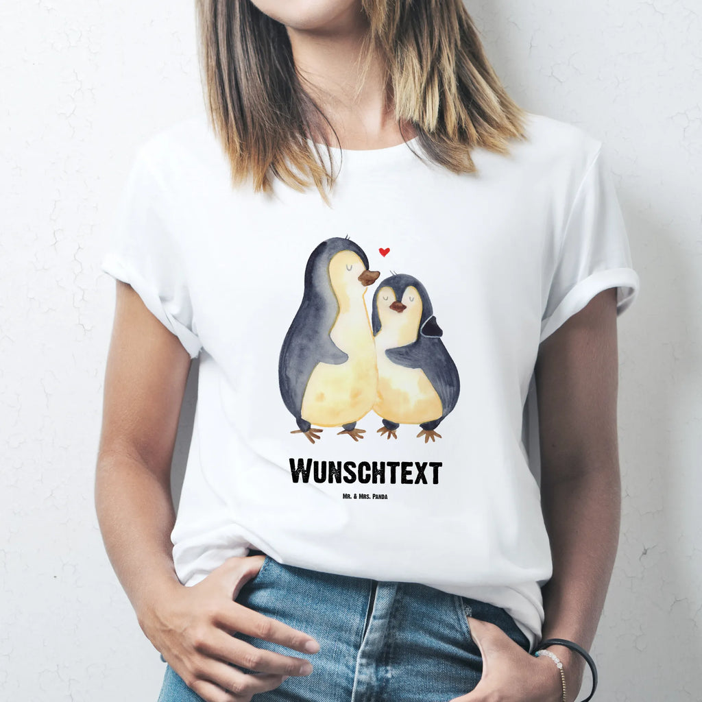 Rozmiar L Personalizowana koszulka Pingwin przytulać T-Shirt mit Aufruck, T-Shirt mit Namen, T-Shirt Personalisiert, Wunschtext, Bedrucken, Pinguin, Liebe, Liebesgeschenk, Hochzeitstag, Verlobung, Liebespaar, Hochzeitsgeschenk, Hochzeit, Liebesbeweis, Jahrestag