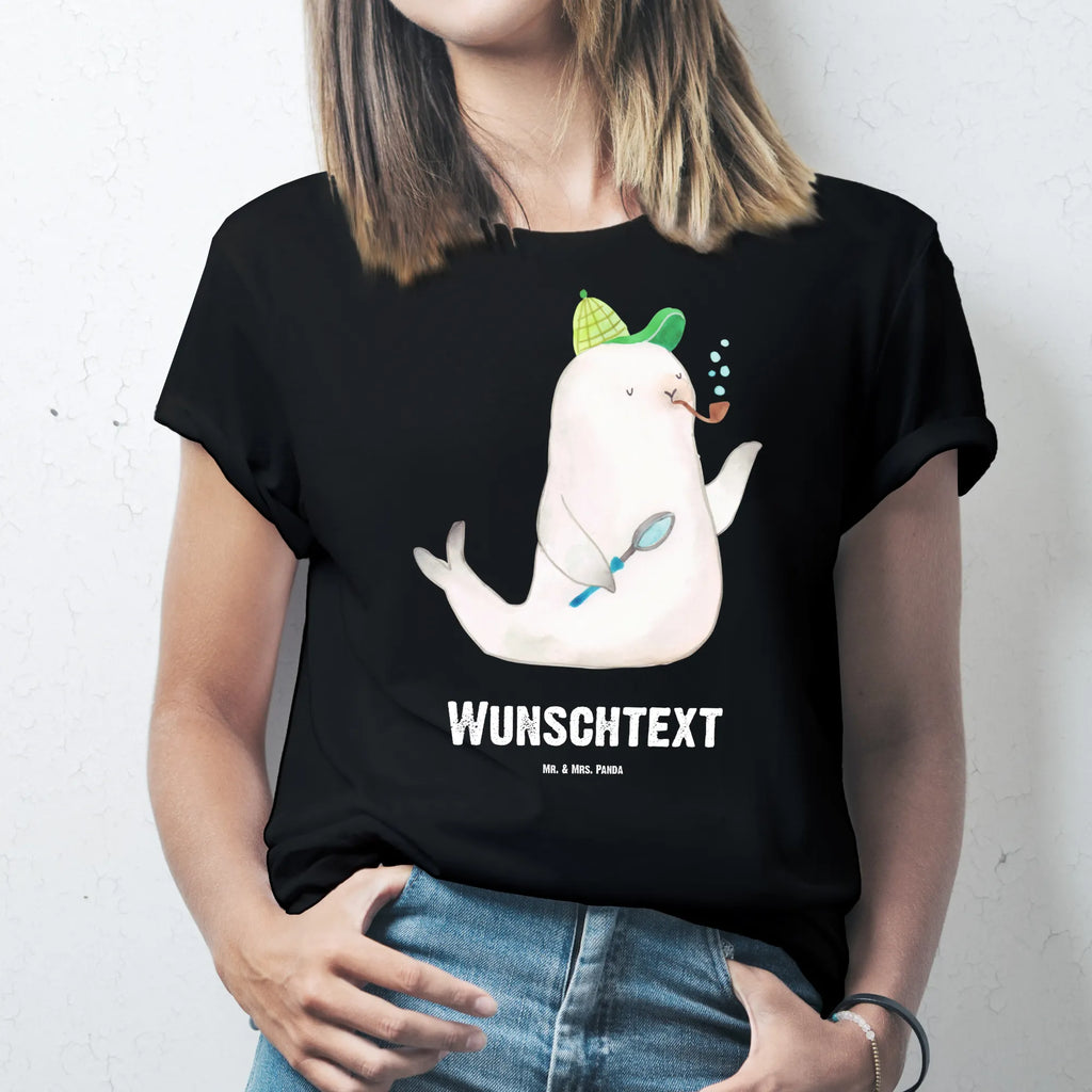 Personalisiertes T-Shirt Robbe Sherlock T-Shirt Personalisiert, Wunschtext, Bedrucken, T-Shirt mit Namen, T-Shirt mit Aufruck, Lustige Sprüche, Gute Laune, Tiere, Tiermotive
