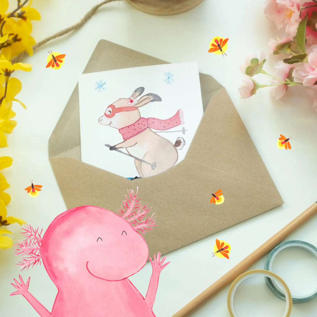 Personalised greetings card Hare To ski Gift, sport, hobby, giving, thank you, award, profit, athlete, ski sport, ski competition, skiing, Skiing, ski race