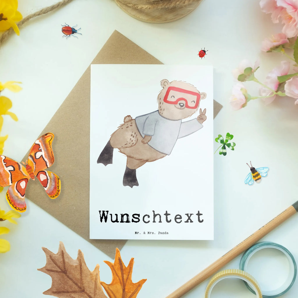 Personalised greetings card bear Dive Gift, sport, hobby, giving, thank you, award, profit, athlete, dive, Diving, diving, diving school, snorkeling