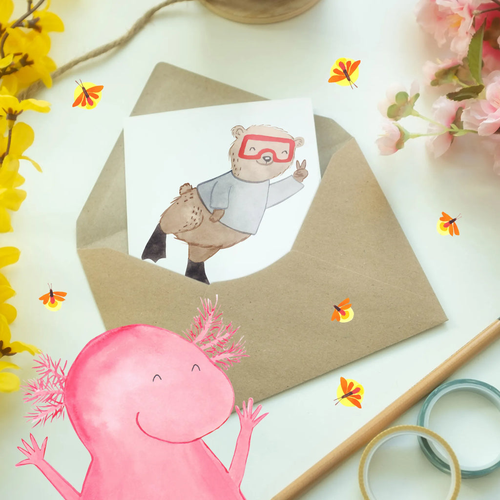 Personalised greetings card bear Dive Gift, sport, hobby, giving, thank you, award, profit, athlete, dive, Diving, diving, diving school, snorkeling