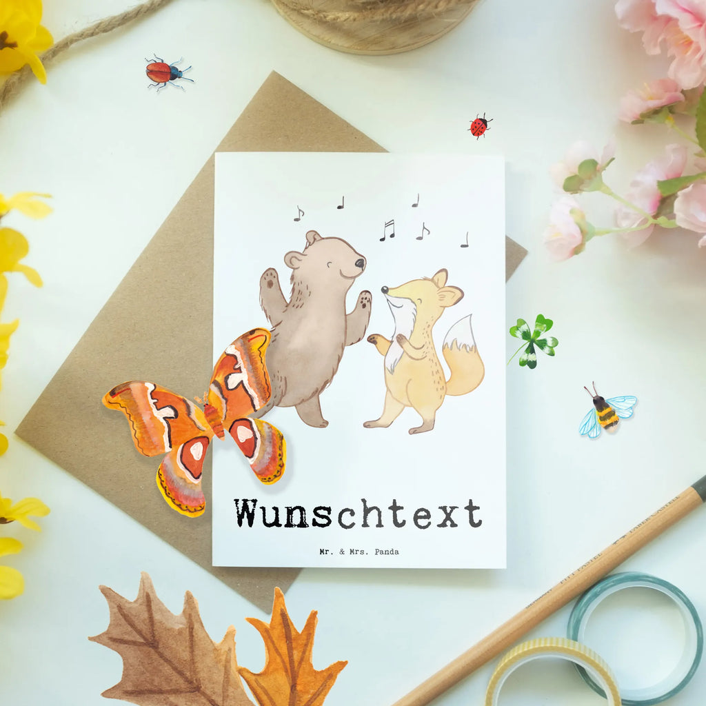 Personalised greetings card Bear &amp; Fox disco Gift, sport, hobby, giving, thank you, award, profit, athlete, Disco, clubbing, partying, nightclub, dancing, dance mood, clubs