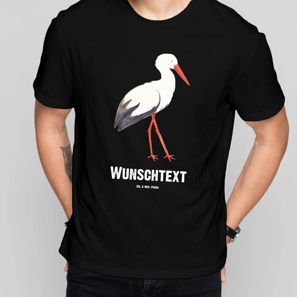 Rozmiar L Personalizowana koszulka Bocian T-Shirt mit Namen, Bedrucken, T-Shirt mit Aufruck, Wunschtext, T-Shirt Personalisiert, Frauen, Männer, Tiermotive, Gute Laune, lustige Sprüche, Tiere, Baby, Babybauch, Mutter werden, Geburt, Schwangerschaft, Mutter, Storch, Störche, Schwanger, Mütter