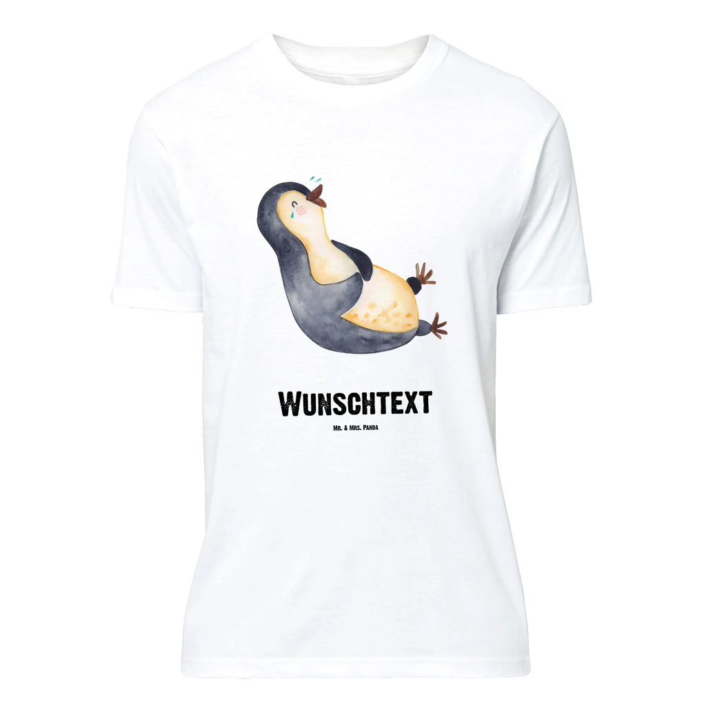 Personalised T-Shirt Penguin Laugh Bedrucken, T-Shirt Personalisiert, T-Shirt mit Aufruck, T-Shirt mit Namen, Wunschtext, Pinguin, Humor, Fröhlich, Lachen, Optimismus, Lustiger Spruch, Pinguine, Fröhlichkeit