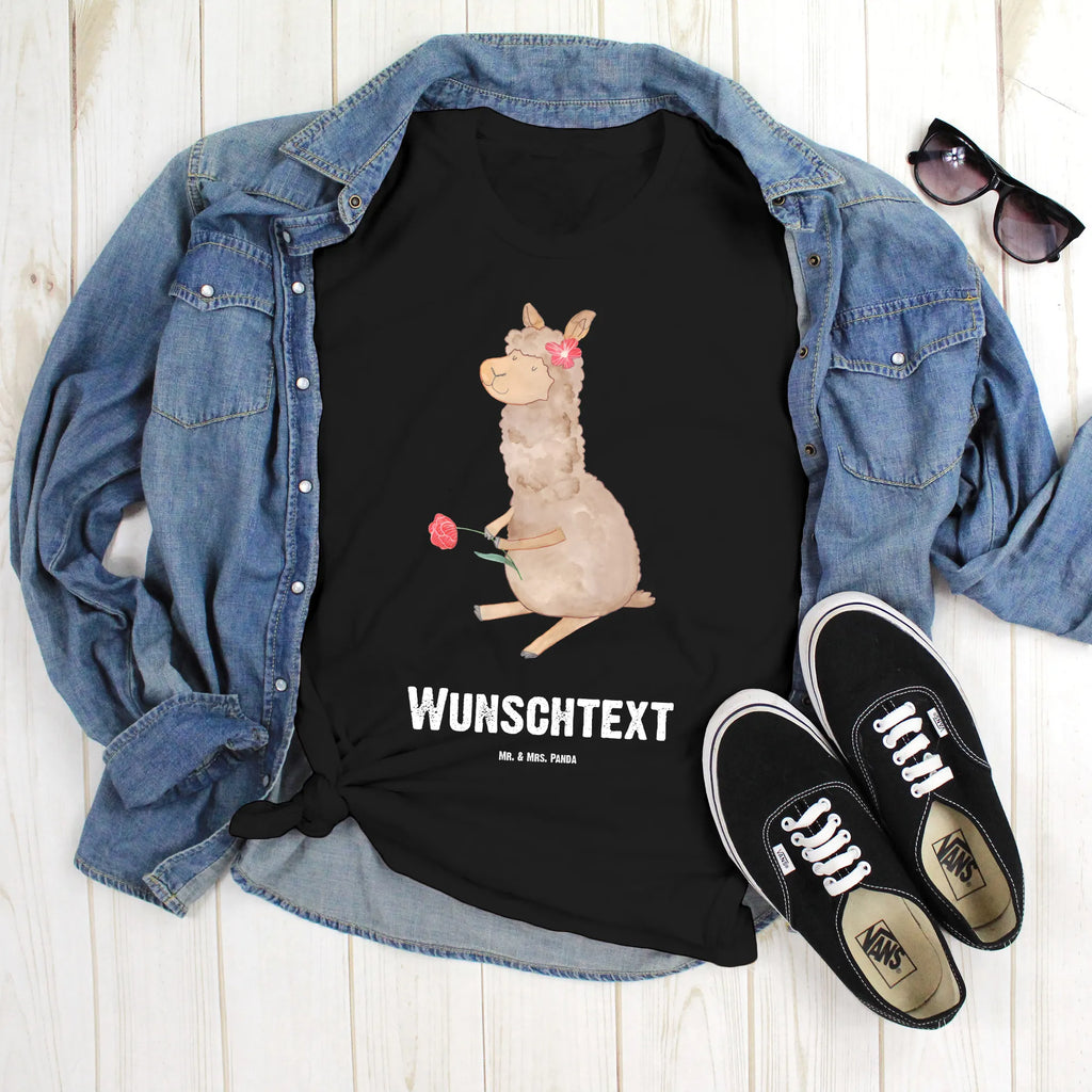 Personalised T-Shirt alpaca flower T-Shirt mit Aufruck, Wunschtext, T-Shirt mit Namen, Bedrucken, T-Shirt Personalisiert, Alpaka, Lama, Lamas, Alpaka Witz, Alpaka Geschenk, Alpaka Dekor, Alpaka Dekoration, Motiv Alpaka, Blume, Alpaka Zitat, Alpaka Spruch