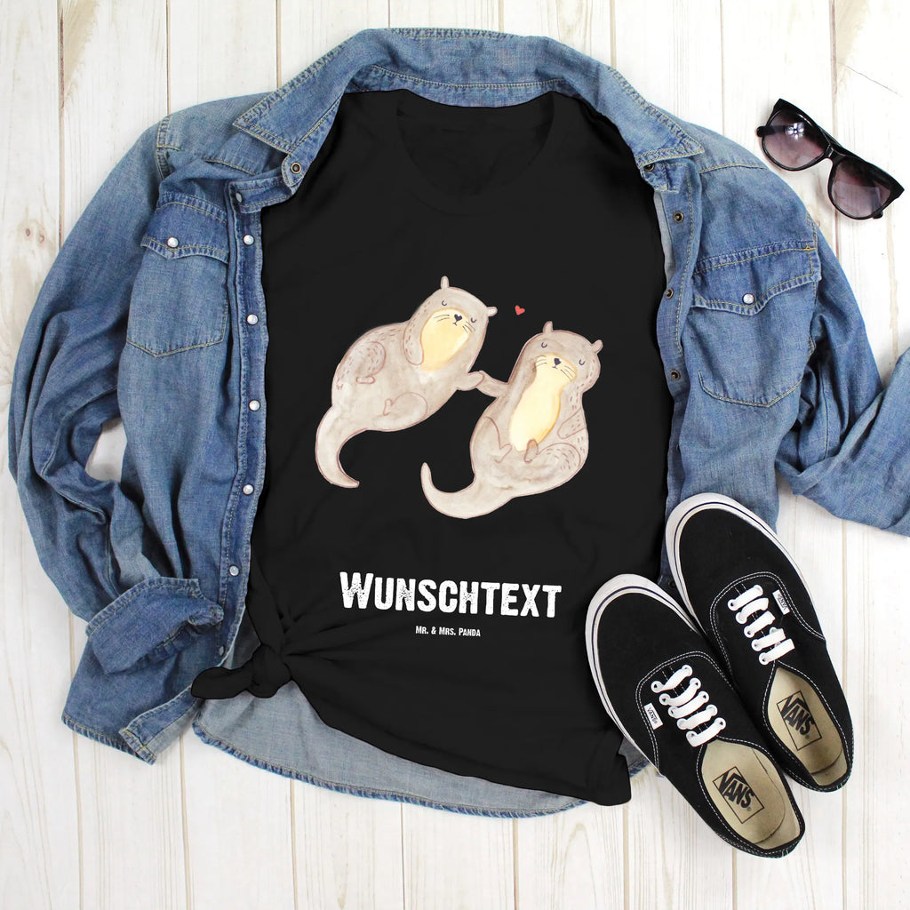 Rozmiar L Personalizowana koszulka wydra trzymać się za ręce T-Shirt Personalisiert, Wunschtext, Bedrucken, T-Shirt mit Aufruck, T-Shirt mit Namen, Fischotter, Seeotter, Otter, Otter Seeotter See Otter