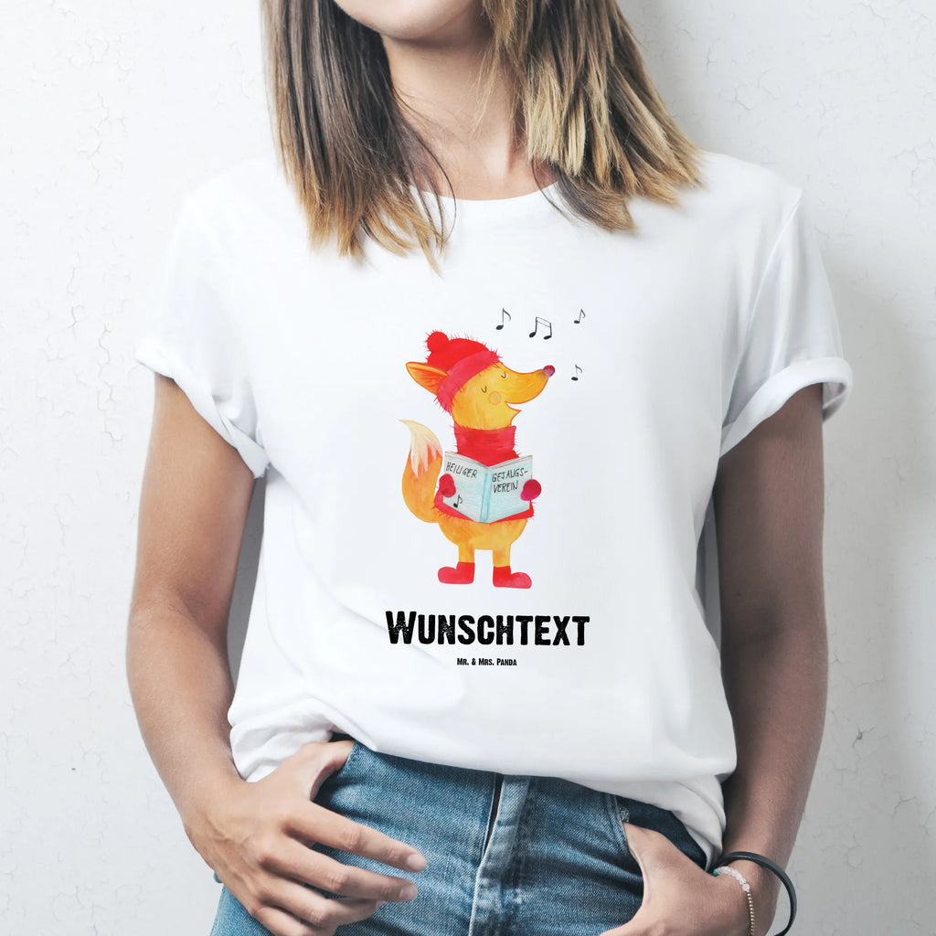 Rozmiar L Personalizowana koszulka lis Śpiewak T-Shirt mit Aufruck, T-Shirt mit Namen, T-Shirt Personalisiert, Wunschtext, Bedrucken, Nikolaus, Weihnachtsdeko, Winter, Heiligabend, Advent, Wintermotiv, Weihnachten, Fuchs, Geschenk Sänger, Weihnachtslieder, Füchse, Sänger, Singen