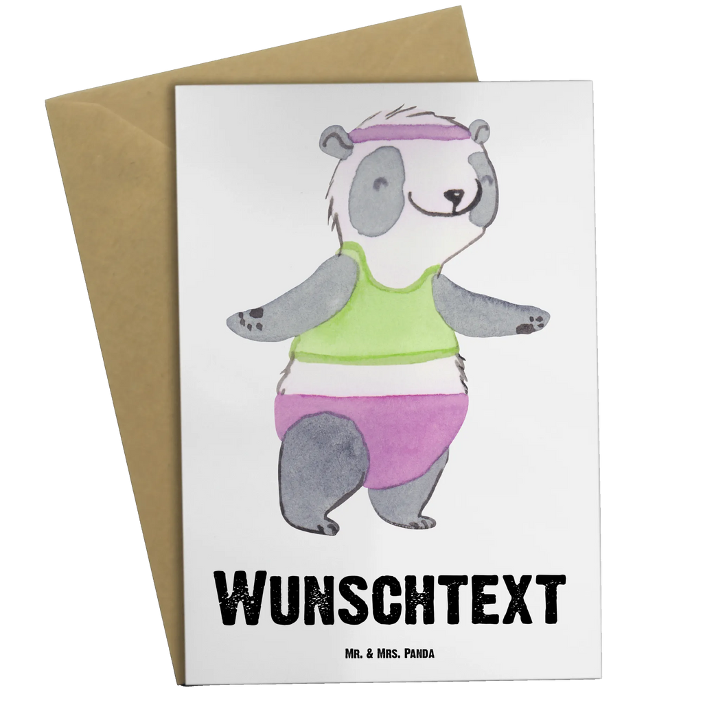 Personalised greetings card panda aerobics Gift, sport, hobby, giving, thank you, award, profit, athlete, aerobics fitness, Aerobics, gym