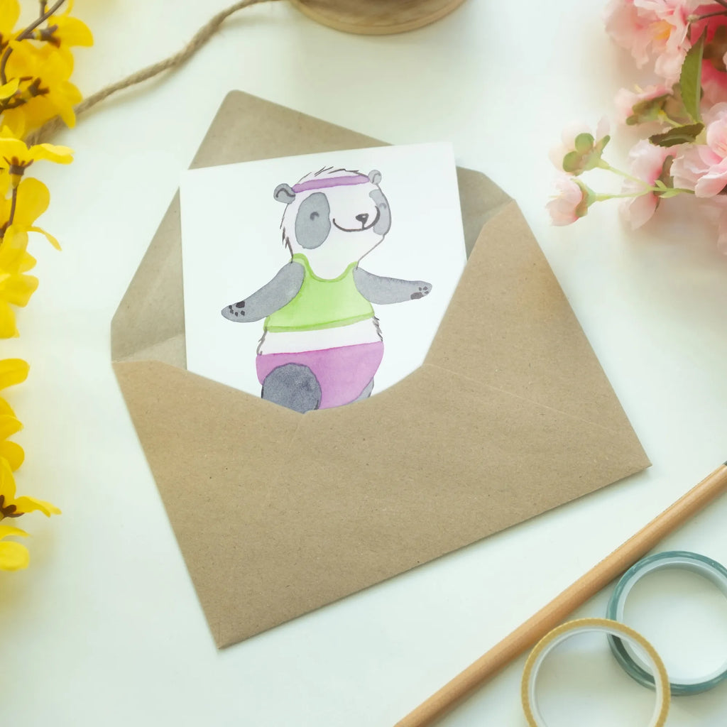 Personalised greetings card panda aerobics Gift, sport, hobby, giving, thank you, award, profit, athlete, aerobics fitness, Aerobics, gym