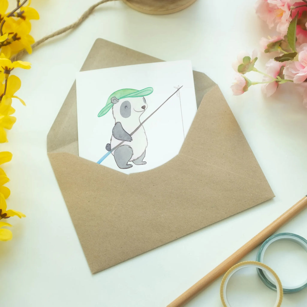 Spersonalizowana kartka z życzeniami Panda Wędkowanie Prezent, Sport, Dyscyplina sportowa, Hobby, Darować, Dziękuję, Dzięki, Wyróżnienie, Wygrana, Sportowiec
