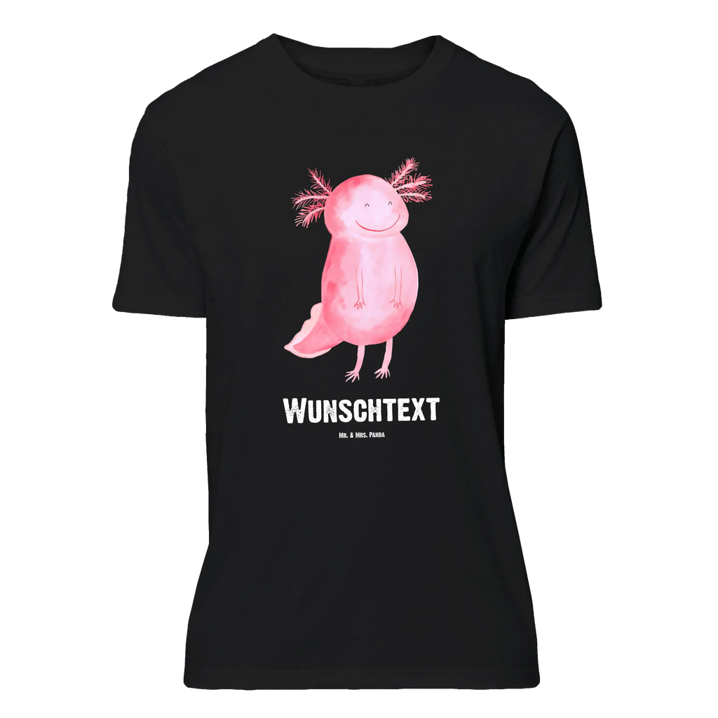 Personalisiertes T-Shirt Axolotl glücklich T-Shirt Personalisiert, T-Shirt mit Namen, Wunschtext, Bedrucken, T-Shirt mit Aufruck, Molch, Axolotl, Lurche, Lurch, Schwanzlurch, Axolot, Gute Laune, Motivation