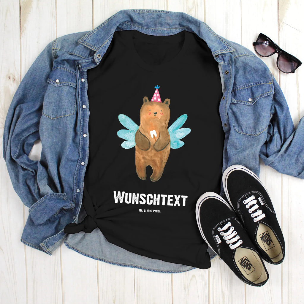 Rozmiar L Personalizowana koszulka niedźwiedź Wróżka zębów T-Shirt mit Namen, Bedrucken, T-Shirt Personalisiert, Wunschtext, T-Shirt mit Aufruck, Teddybär, Teddy, Bär, Erster Zahn, Zahnfee, Fee, Milchzahn