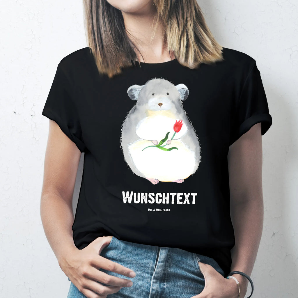 Rozmiar L Personalizowana koszulka szynszyla kwiat T-Shirt Personalisiert, Wunschtext, T-Shirt mit Namen, Bedrucken, T-Shirt mit Aufruck, Lustige Sprüche, Gute Laune, Tiere, Tiermotive, Chaos, Depressionen, Kummer, Glücklichsein, traurig sein, Büro, Chinchillas, Liebeskummer, Chinchilla, Büroalltag