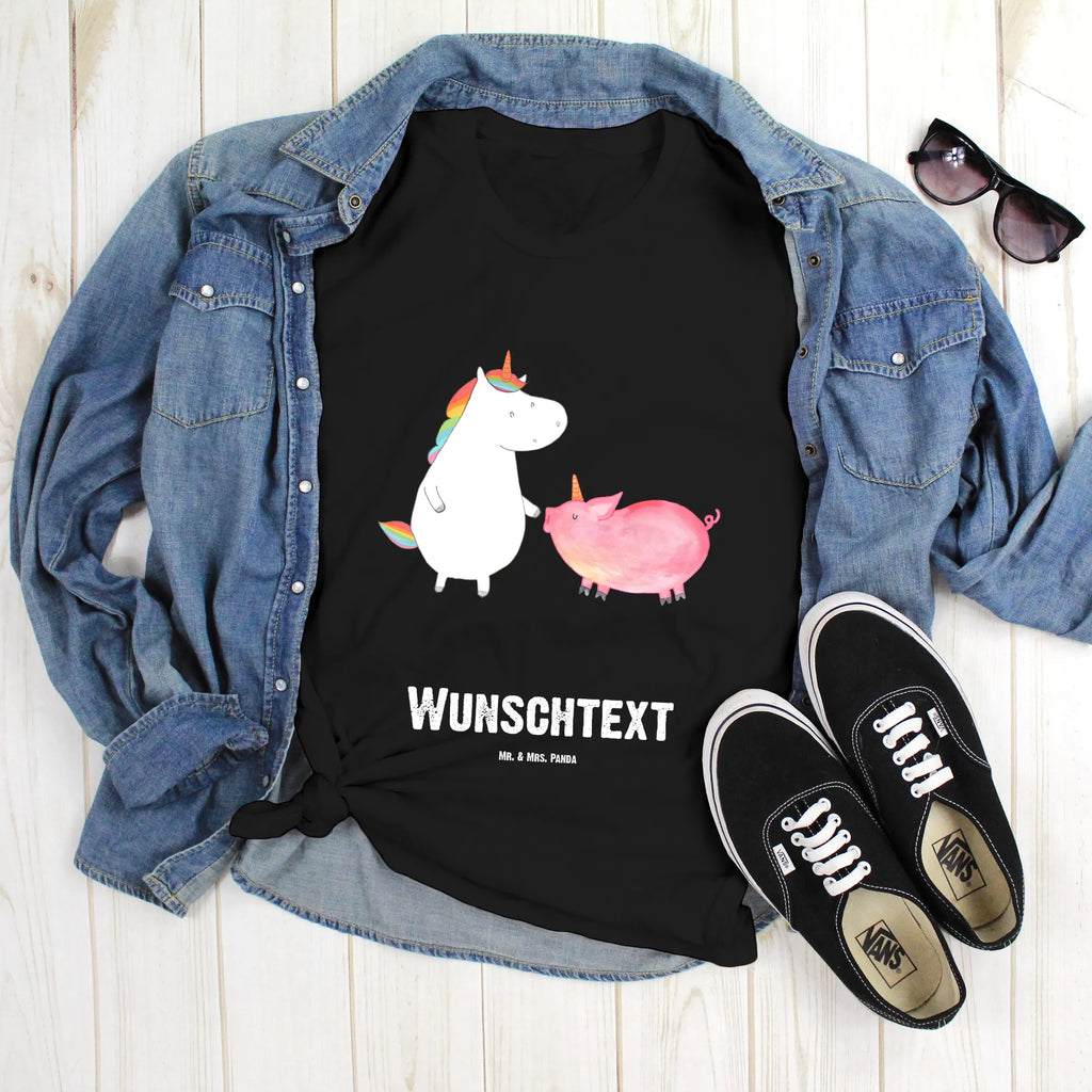 Rozmiar L Personalizowana koszulka jednorożec świnia T-Shirt mit Namen, T-Shirt Personalisiert, Bedrucken, Wunschtext, T-Shirt mit Aufruck, Einhorn Deko, Unicorn, Einhorn, Einhörner, Schwein, Freundin, Schweinhorn, Freundschaft, Schweinchen