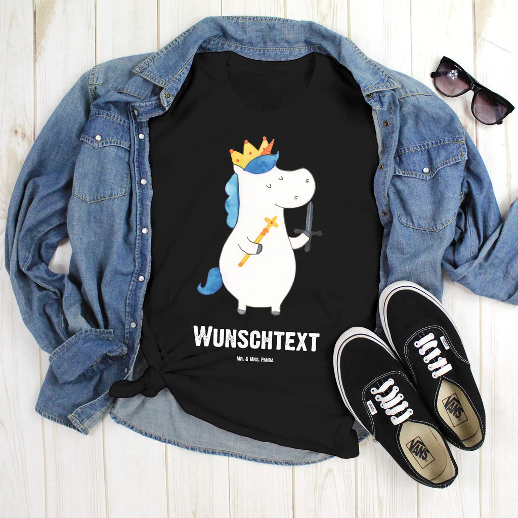 Rozmiar L Personalizowana koszulka jednorożec Król z mieczem Wunschtext, T-Shirt mit Aufruck, T-Shirt mit Namen, Bedrucken, T-Shirt Personalisiert, Einhorn Deko, Unicorn, Einhorn, Einhörner, Mittelalter, König, Ritter
