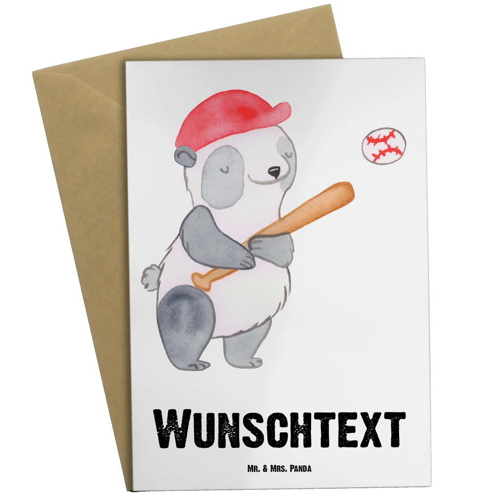 Personalised greetings card panda playing baseball Gift, sport, hobby, giving, thank you, award, profit, athlete, baseball match, ball sports, baseball club, play baseball, baseball games, baseball field