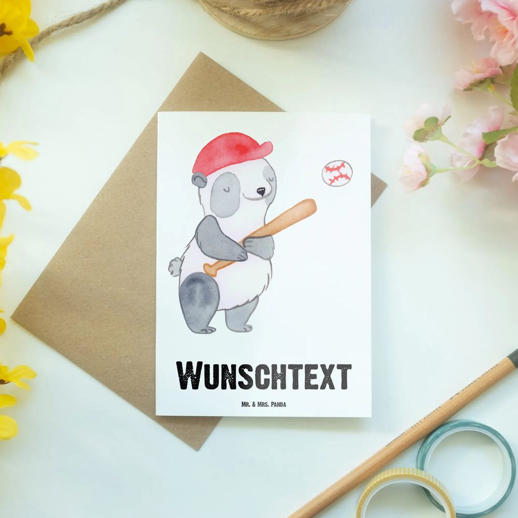 Personalised greetings card panda playing baseball Gift, sport, hobby, giving, thank you, award, profit, athlete, baseball match, ball sports, baseball club, play baseball, baseball games, baseball field