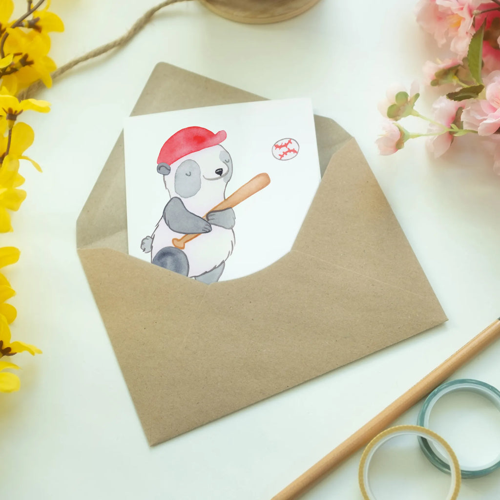Personalised greetings card panda playing baseball Gift, sport, hobby, giving, thank you, award, profit, athlete, baseball match, ball sports, baseball club, play baseball, baseball games, baseball field