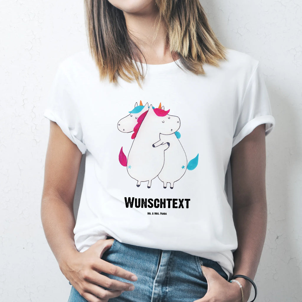 Personalised T-Shirt unicorns Embrace T-Shirt Personalisiert, Bedrucken, T-Shirt mit Namen, Wunschtext, T-Shirt mit Aufruck, Einhorn Deko, Unicorn, Einhorn, Einhörner, Liebe, Familie, BFF, Schwester, Schwestern, Freundinnen, Geschwister, Freundin, Sister