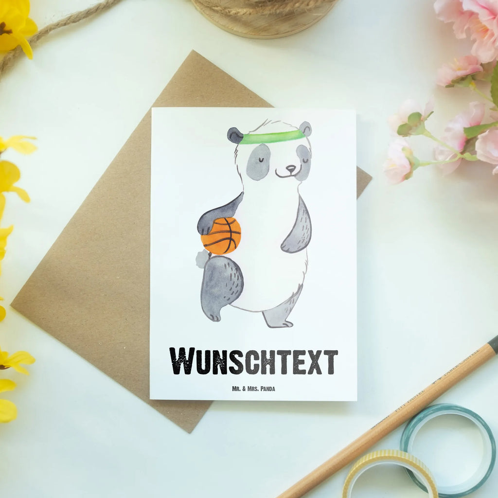 Personalised greetings card panda basketball Gift, sport, hobby, giving, thank you, award, profit, athlete, basketball club, basketball court, basketball, basketball association