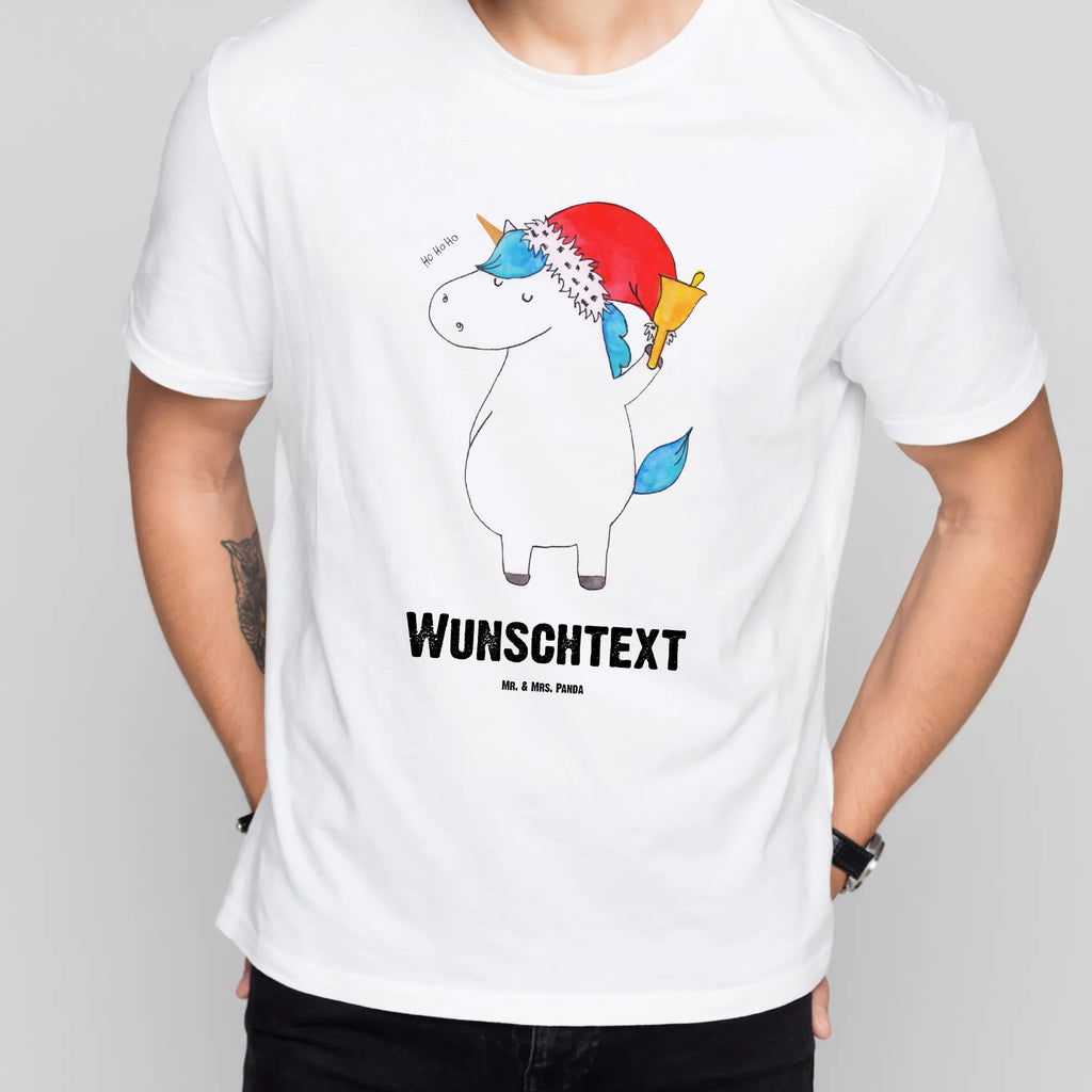 Rozmiar L Personalizowana koszulka Jednorożec Mikołaj T-Shirt Personalisiert, T-Shirt mit Namen, Wunschtext, Bedrucken, T-Shirt mit Aufruck, Einhorn Deko, Unicorn, Einhorn, Einhörner, Feenstaub, Nikolaus, Weihnachten, Gin, Wunschliste, Schoki, Wunschzettel, Schokolade, Weihnachtsmann