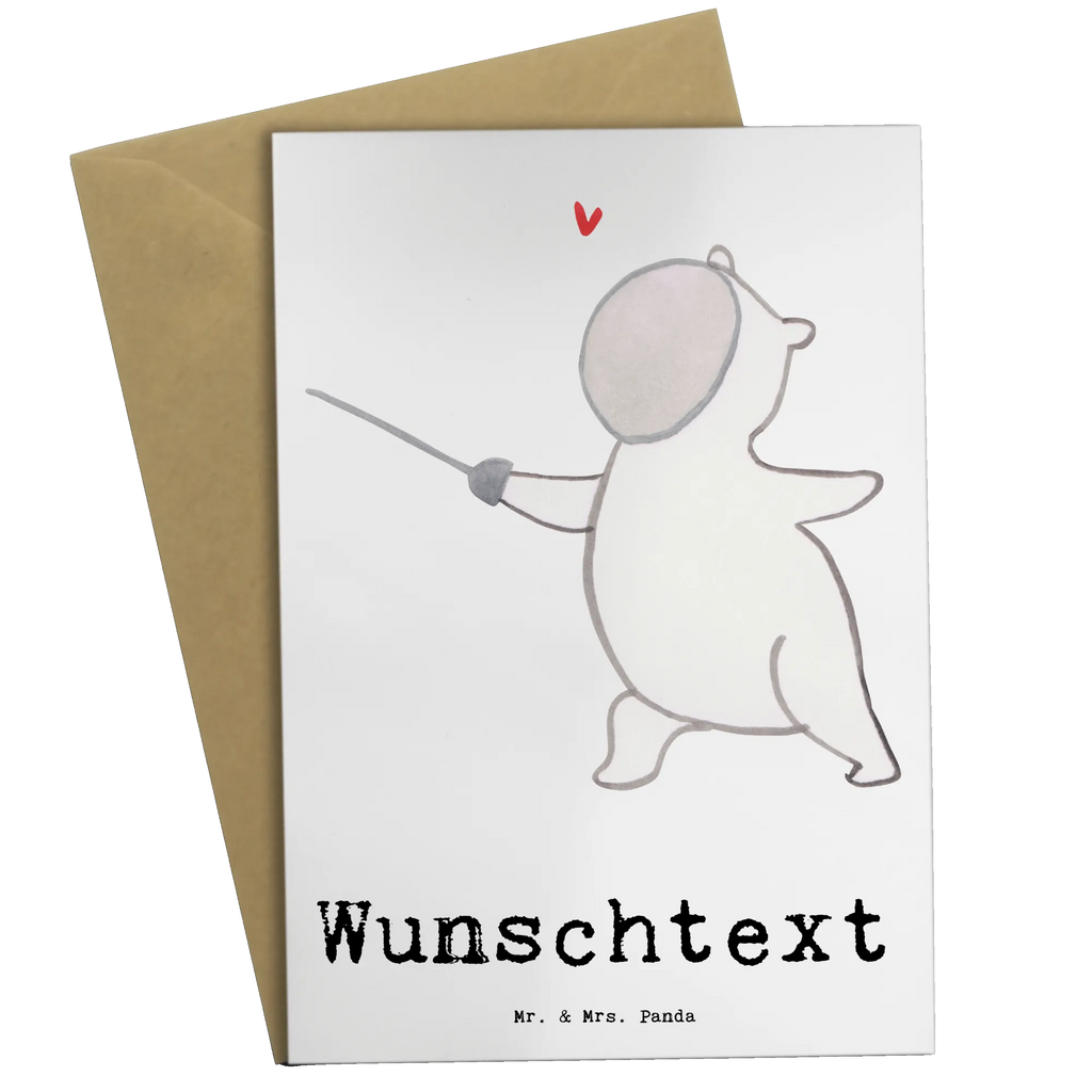 Spersonalizowana kartka z życzeniami Panda Szermierka Prezent, Sport, Dyscyplina sportowa, Hobby, Darować, Dziękuję, Dzięki, Wyróżnienie, Wygrana, Sportowiec