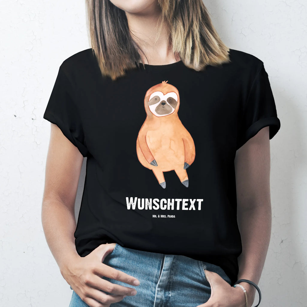 Rozmiar L Personalizowana koszulka leniwiec Zadowolony T-Shirt mit Namen, Bedrucken, T-Shirt Personalisiert, T-Shirt mit Aufruck, Wunschtext, Faultier Deko, Faultier Geschenk, Faultier, Frieden, Pause, Relaxen, Ruhe, faul, Zufriedenheit, Gelassenheit, Lieblingstier, glücklich, Happy, Zufrieden, Faultiere, Glück