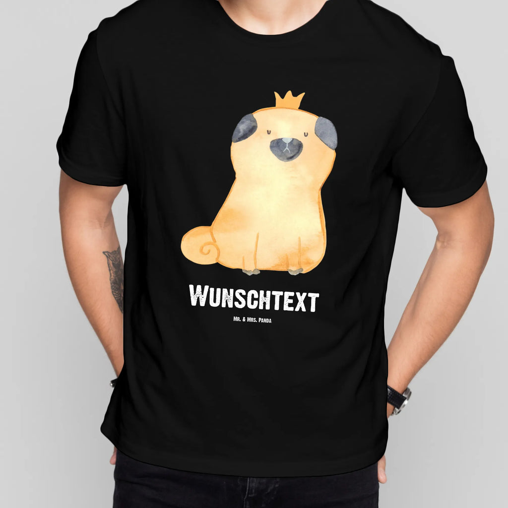 Personalisiertes T-Shirt Mops Krone Bedrucken, Wunschtext, Männer, T-Shirt mit Aufruck, Frauen, T-Shirt mit Namen, T-Shirt Personalisiert, Hund, Hundemotiv, Haustier, Hunderasse, Tierliebhaber, Hundebesitzer, Sprüche, lustig, Hundebesitzer. Spruch, kinderlos, allergisch, Hausregel, Mops