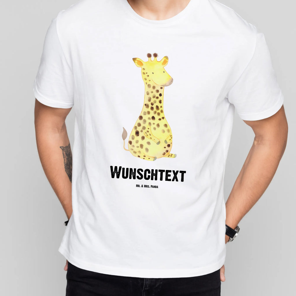 Rozmiar L Personalizowana koszulka żyrafa Zadowolony T-Shirt mit Aufruck, Wunschtext, T-Shirt mit Namen, T-Shirt Personalisiert, Bedrucken, Wildtiere, Afrika, Glück, Zufrieden, Giraffe, Abenteuer
