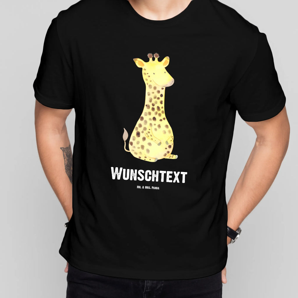 Rozmiar L Personalizowana koszulka żyrafa Zadowolony T-Shirt mit Aufruck, Wunschtext, T-Shirt mit Namen, T-Shirt Personalisiert, Bedrucken, Wildtiere, Afrika, Glück, Zufrieden, Giraffe, Abenteuer