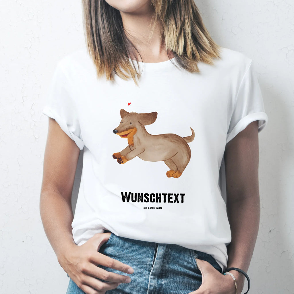 Personalised T-Shirt Dog dachshund T-Shirt Personalisiert, Wunschtext, T-Shirt mit Namen, T-Shirt mit Aufruck, Bedrucken, Hundemotiv, Hund, Haustier, Tierliebhaber, Sprüche, Hunderasse, Hundebesitzer, Dachshund, Dackel, Happy Dog, Hunde
