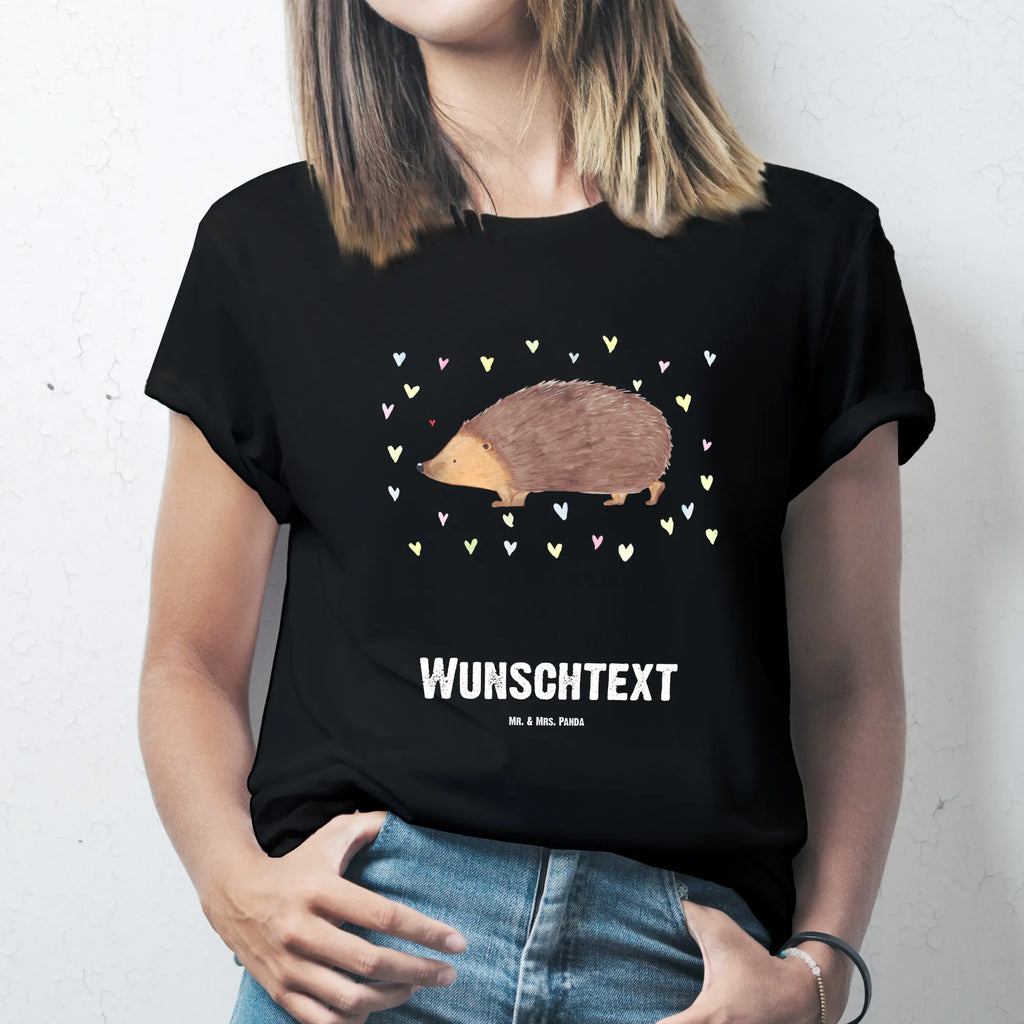 Personalised T-Shirt Hedgehog hearts T-Shirt mit Namen, T-Shirt mit Aufruck, Bedrucken, T-Shirt Personalisiert, Wunschtext, Lustige Sprüche, Gute Laune, Tiere, Tiermotive, Kuss, Liebe, Igel, Leben, Herz, Herzen, Vertrauen