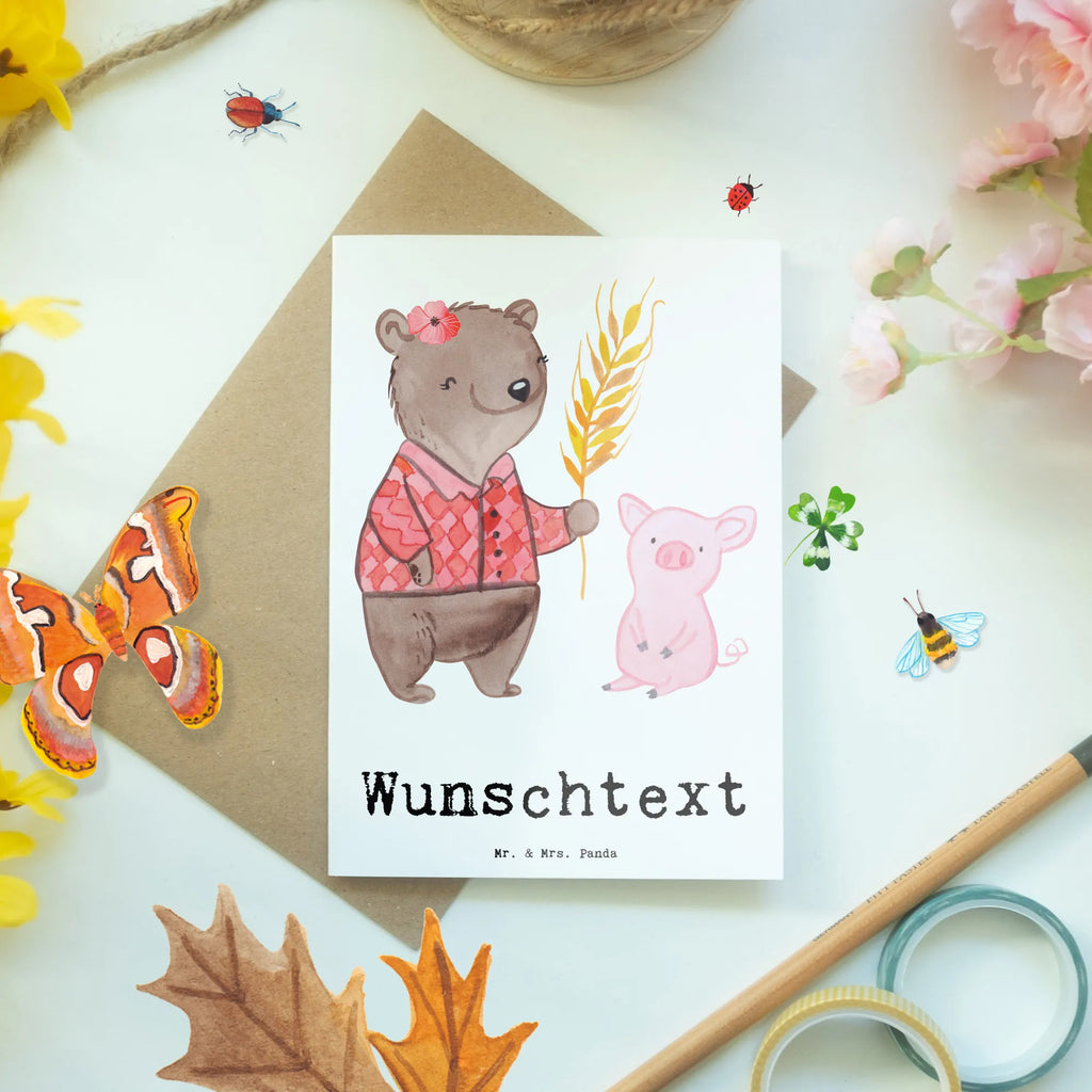 Personalised greetings card female farmer Heart gift, gift idea, best, farewell gift, passing exam, anniversary, retirement, promotion, job start, sayings, funny, profession