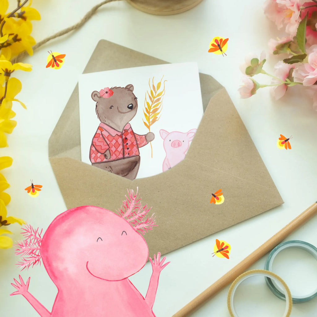 Personalised greetings card female farmer Heart gift, gift idea, best, farewell gift, passing exam, anniversary, retirement, promotion, job start, sayings, funny, profession