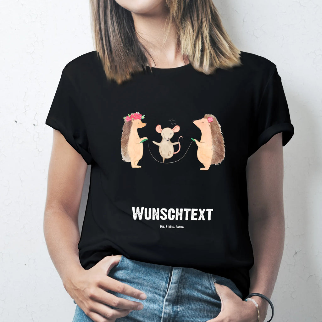 Personalisiertes T-Shirt Igel Seilhüpfen T-Shirt Personalisiert, T-Shirt mit Namen, Bedrucken, T-Shirt mit Aufruck, Wunschtext, Lustige Sprüche, Gute Laune, Tiere, Tiermotive, Kinder, Seilspringen, Kindergarten, Maus, Seilhüpfen, Igel