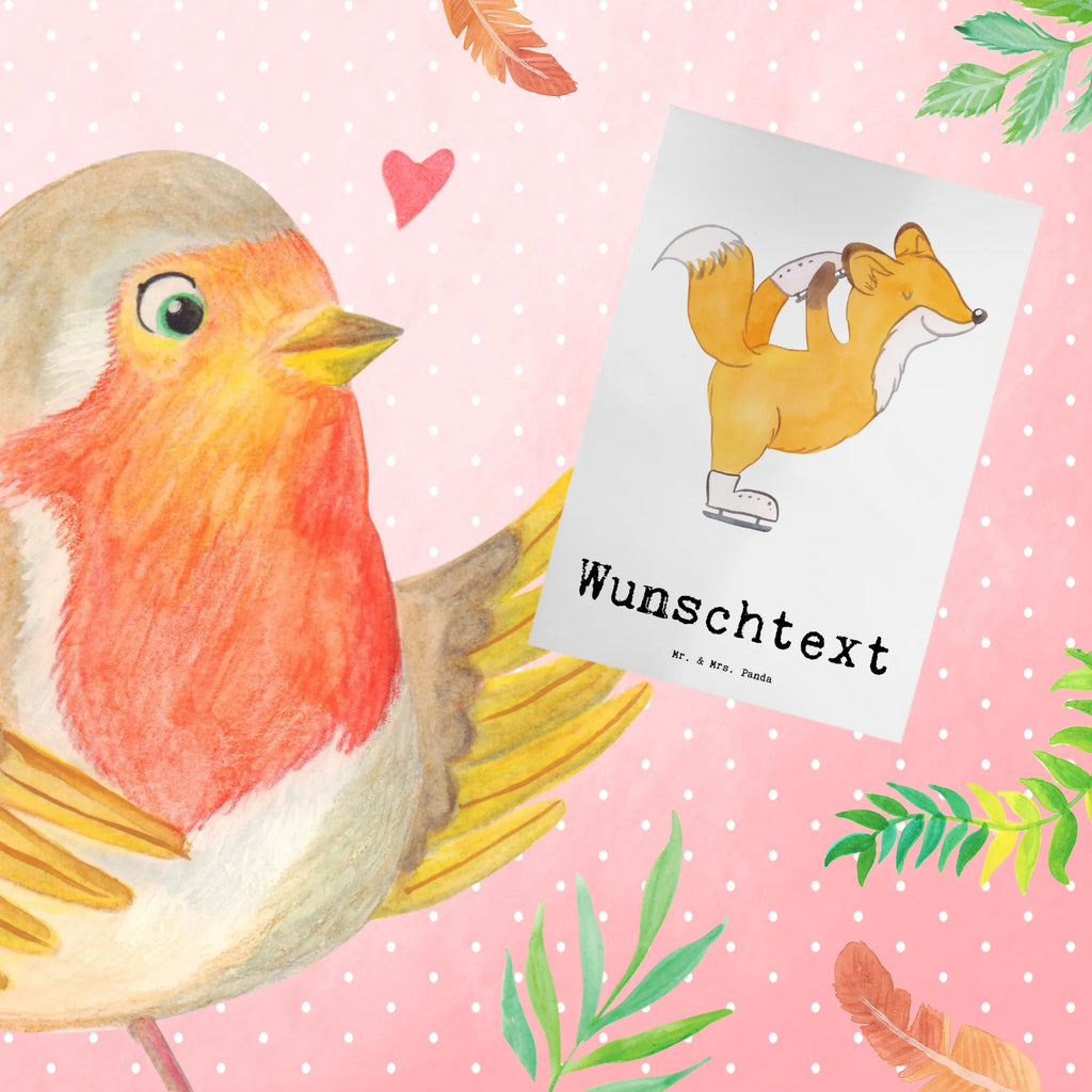 Personalised greetings card Fox figure skater Gift, sport, hobby, giving, thank you, award, profit, athlete, Figure skater, ice art, figure skater