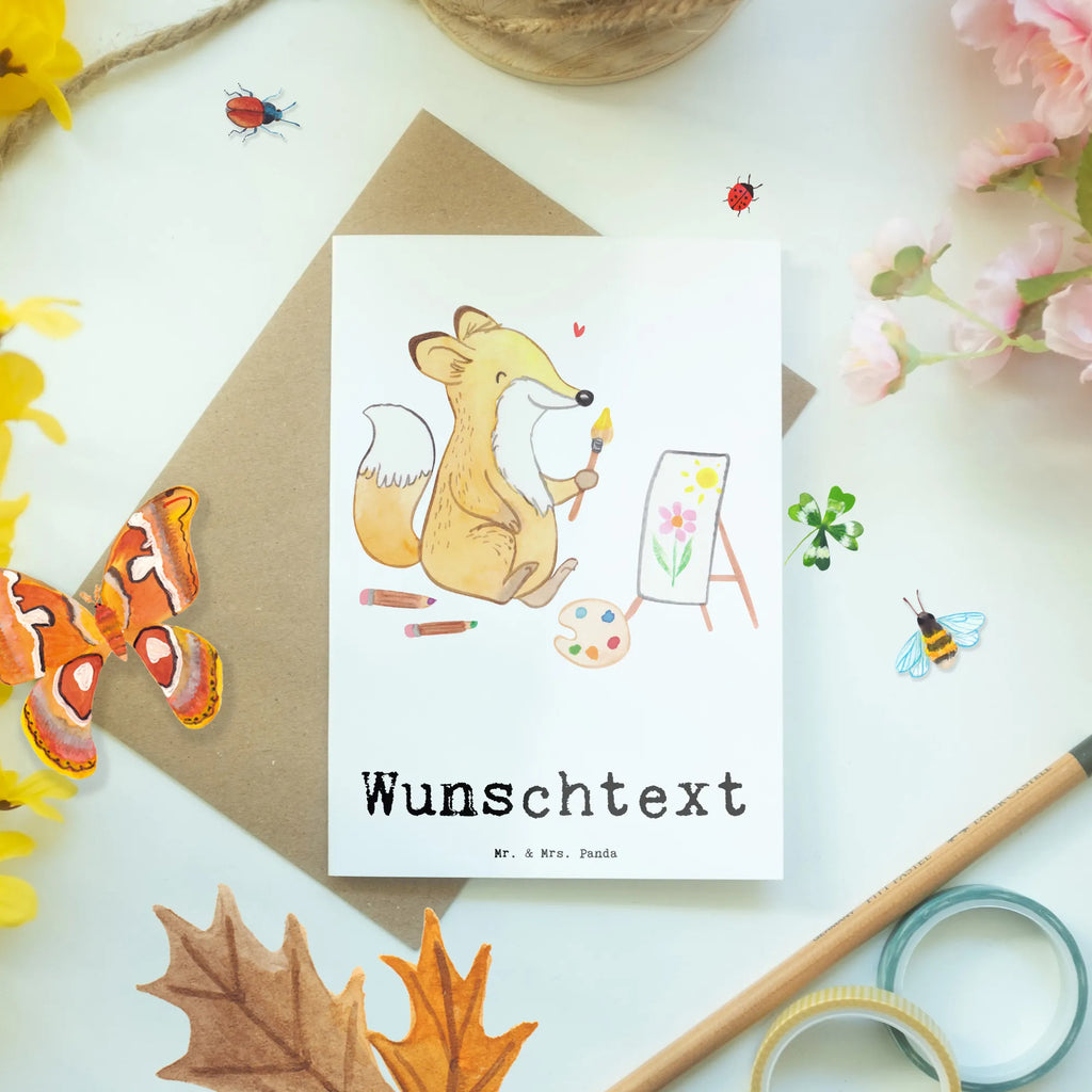 Personalised greetings card Fox To paint Gift, sport, hobby, giving, thank you, award, profit, athlete, artist, Painting, hobby artist, drawing